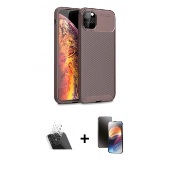 MARSİLYAN™- iPhone 11 Pro Kılıf Eksen Form Prime - Siyah 3D Antistatik Mat Seramik Nano Ekran Koruyucu + Kamera Lens Koruma Cam - SF