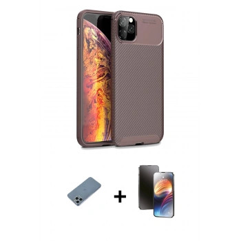 MARSİLYAN™- iPhone 11 Pro Kılıf Eksen Form Prime - Siyah 3D Antistatik Mat Seramik Nano Ekran Koruyucu + Shine Kamera Lens Koruma Cam - SABE