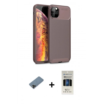 MARSİLYAN™- iPhone 11 Pro Kılıf Eksen Form Prime - Siyah 5D Hayalet Cam Ekran Koruyucu + Shine Kamera Lens Koruma Cam - SH