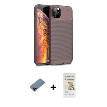 MARSİLYAN™- iPhone 11 Pro Kılıf Eksen Form Prime - Siyah Mat Seramik Nano Ekran Koruyucu + Metal Kamera Lens Koruma Cam - KI