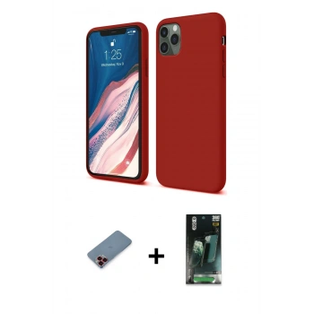 MARSİLYAN™- iPhone 11 Pro Kılıf Kozmos Yansıma Özel Seri - Şeffaf 360 Full Body Arka Koruyucu + Metal Kamera Lens Koruma Cam - KI