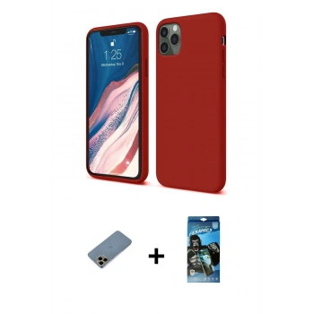 MARSİLYAN™- iPhone 11 Pro Kılıf Kozmos Yansıma Özel Seri - Siyah 34D Izgaralı Cam + Shine Kamera Lens Koruma Cam - GD
