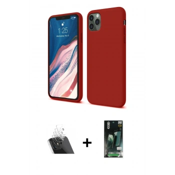 MARSİLYAN™- iPhone 11 Pro Kılıf Kozmos Yansıma Özel Seri - Siyah 360 Mat Full Body Arka Koruyucu + Kamera Lens Koruma Cam - SF