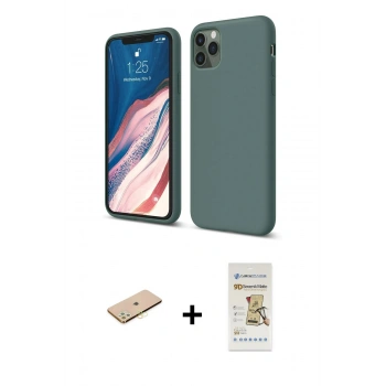 MARSİLYAN™- iPhone 11 Pro Kılıf Kozmos Yansıma Özel Seri - Siyah Mat Seramik Nano Ekran Koruyucu + Renkli Kamera Lens Koruma Cam - SI