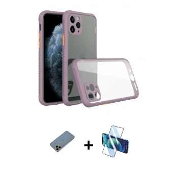 MARSİLYAN™- iPhone 11 Pro Kılıf Nova Asil Özel Seri - Siyah 3D Antistatik Seramik Nano Ekran Koruyucu + Shine Kamera Lens Koruma Cam - GD