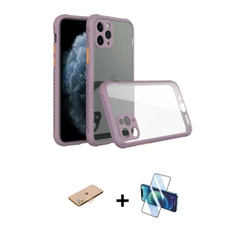 MARSİLYAN™- iPhone 11 Pro Kılıf Nova Asil Özel Seri - Siyah 3D Antistatik Seramik Nano Ekran Koruyucu + Renkli Kamera Lens Koruma Cam - TU
