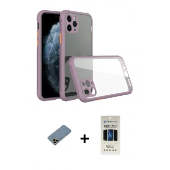 MARSİLYAN™- iPhone 11 Pro Kılıf Nova Asil Özel Seri - Siyah 5D Hayalet Cam Ekran Koruyucu + Shine Kamera Lens Koruma Cam - GD