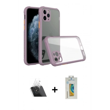 MARSİLYAN™- iPhone 11 Pro Kılıf Nova Asil Özel Seri - Siyah Polymer Nano Ekran Koruyucu + Kamera Lens Koruma Cam - SF