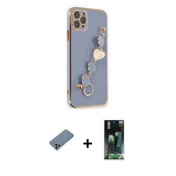 MARSİLYAN™- iPhone 11 Pro Kılıf Nova Işık Prime - Şeffaf 360 Full Body Arka Koruyucu + Shine Kamera Lens Koruma Cam - GI