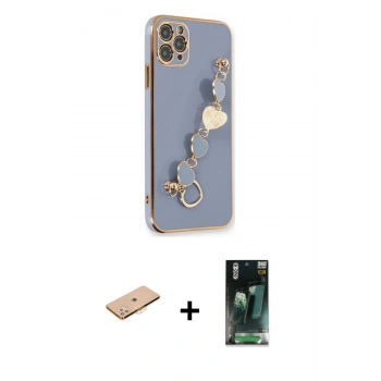 MARSİLYAN™- iPhone 11 Pro Kılıf Nova Işık Prime - Şeffaf 360 Full Body Arka Koruyucu + Renkli Kamera Lens Koruma Cam - TU