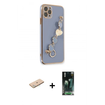 MARSİLYAN™- iPhone 11 Pro Kılıf Nova Işık Prime - Şeffaf 360 Full Body Arka Koruyucu + Renkli Kamera Lens Koruma Cam - MI