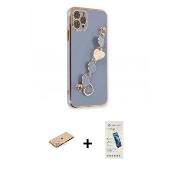 MARSİLYAN™- iPhone 11 Pro Kılıf Nova Işık Prime - Şeffaf Pasifik Cam Ekran Koruyucu + Renkli Kamera Lens Koruma Cam - TU