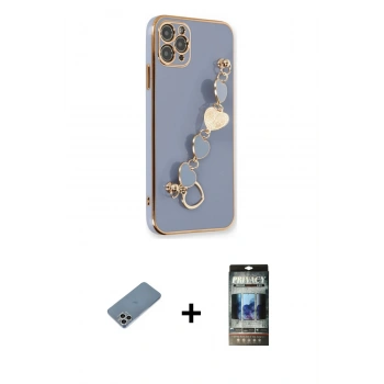 MARSİLYAN™- iPhone 11 Pro Kılıf Nova Işık Prime - Siyah 34D Hayalet Izgaralı Cam + Shine Kamera Lens Koruma Cam - GS