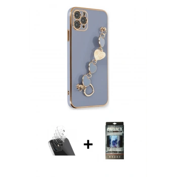 MARSİLYAN™- iPhone 11 Pro Kılıf Nova Işık Prime - Siyah 34D Hayalet Izgaralı Cam + Kamera Lens Koruma Cam - SF