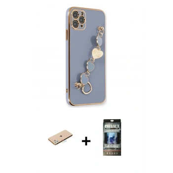 MARSİLYAN™- iPhone 11 Pro Kılıf Nova Işık Prime - Siyah 34D Hayalet Izgaralı Cam + Renkli Kamera Lens Koruma Cam - MI