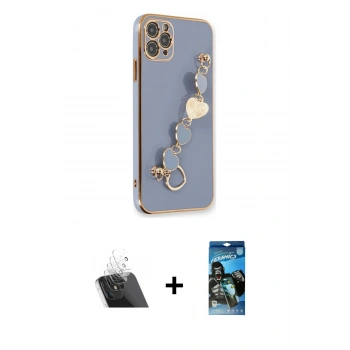 MARSİLYAN™- iPhone 11 Pro Kılıf Nova Işık Prime - Siyah 34D Izgaralı Cam + Kamera Lens Koruma Cam - SF