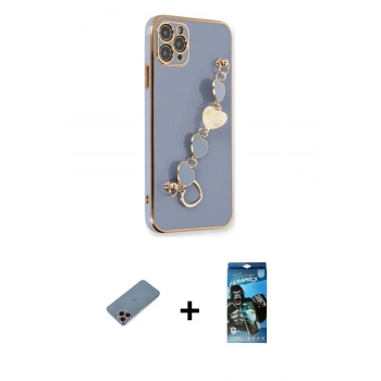 MARSİLYAN™- iPhone 11 Pro Kılıf Nova Işık Prime - Siyah 34D Izgaralı Cam + Shine Kamera Lens Koruma Cam - PE