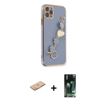MARSİLYAN™- iPhone 11 Pro Kılıf Nova Işık Prime - Siyah 360 Mat Full Body Arka Koruyucu + Renkli Kamera Lens Koruma Cam - TU