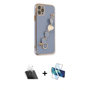 MARSİLYAN™- iPhone 11 Pro Kılıf Nova Işık Prime - Siyah 3D Antistatik Cam Ekran Koruyucu + Kamera Lens Koruma Cam - SF