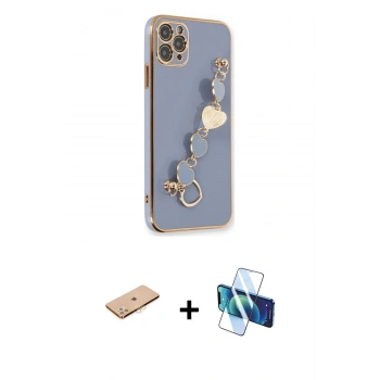 MARSİLYAN™- iPhone 11 Pro Kılıf Nova Işık Prime - Siyah 3D Antistatik Cam Ekran Koruyucu + Renkli Kamera Lens Koruma Cam - TU