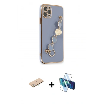 MARSİLYAN™- iPhone 11 Pro Kılıf Nova Işık Prime - Siyah 3D Antistatik Cam Ekran Koruyucu + Renkli Kamera Lens Koruma Cam - MI