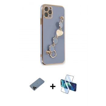 MARSİLYAN™- iPhone 11 Pro Kılıf Nova Işık Prime - Siyah 3D Antistatik Cam Ekran Koruyucu + Shine Kamera Lens Koruma Cam - SH