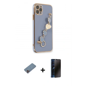 MARSİLYAN™- iPhone 11 Pro Kılıf Nova Işık Prime - Siyah 3D Antistatik Hayalet Cam Ekran Koruyucu + Shine Kamera Lens Koruma Cam - PE