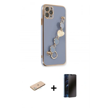 MARSİLYAN™- iPhone 11 Pro Kılıf Nova Işık Prime - Siyah 3D Antistatik Hayalet Cam Ekran Koruyucu + Renkli Kamera Lens Koruma Cam - MI