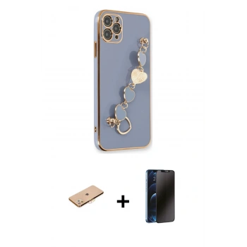 MARSİLYAN™- iPhone 11 Pro Kılıf Nova Işık Prime - Siyah 3D Antistatik Hayalet Cam Ekran Koruyucu + Renkli Kamera Lens Koruma Cam - TU