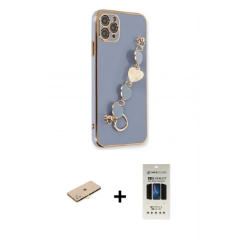 MARSİLYAN™- iPhone 11 Pro Kılıf Nova Işık Prime - Siyah 5D Hayalet Cam Ekran Koruyucu + Renkli Kamera Lens Koruma Cam - SI