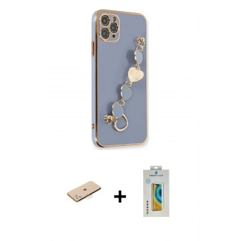 MARSİLYAN™- iPhone 11 Pro Kılıf Nova Işık Prime - Siyah Polymer Nano Ekran Koruyucu + Renkli Kamera Lens Koruma Cam - MI
