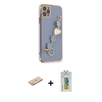 MARSİLYAN™- iPhone 11 Pro Kılıf Nova Işık Prime - Siyah Polymer Nano Ekran Koruyucu + Renkli Kamera Lens Koruma Cam - YL