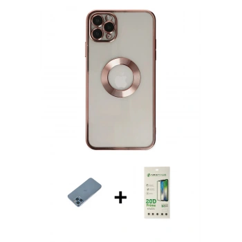 MARSİLYAN™- iPhone 11 Pro Kılıf Pusula Form - Siyah 20D Premium Cam Ekran Koruyucu + Shine Kamera Lens Koruma Cam - MI