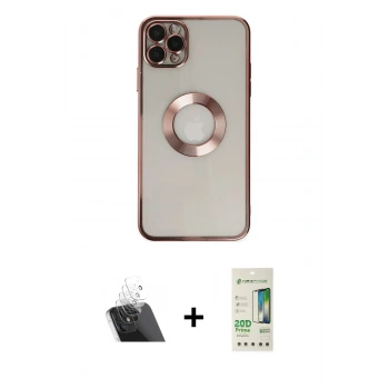 MARSİLYAN™- iPhone 11 Pro Kılıf Pusula Form - Siyah 20D Premium Cam Ekran Koruyucu + Kamera Lens Koruma Cam - SF