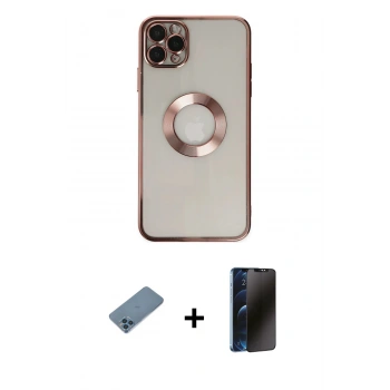 MARSİLYAN™- iPhone 11 Pro Kılıf Pusula Form - Siyah 3D Antistatik Hayalet Cam Ekran Koruyucu + Shine Kamera Lens Koruma Cam - MI