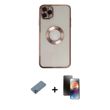 MARSİLYAN™- iPhone 11 Pro Kılıf Pusula Form - Siyah 3D Antistatik Mat Seramik Nano Ekran Koruyucu + Shine Kamera Lens Koruma Cam - GI