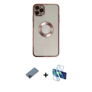 MARSİLYAN™- iPhone 11 Pro Kılıf Pusula Form - Siyah 3D Antistatik Seramik Nano Ekran Koruyucu + Shine Kamera Lens Koruma Cam - SH