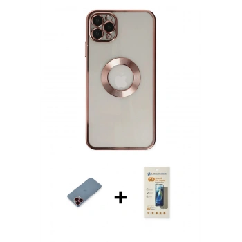 MARSİLYAN™- iPhone 11 Pro Kılıf Pusula Form - Siyah 6D Mat Seramik Hayalet Nano Ekran Koruyucu + Metal Kamera Lens Koruma Cam - KI