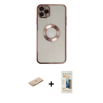 MARSİLYAN™- iPhone 11 Pro Kılıf Pusula Form - Siyah 6D Mat Seramik Hayalet Nano Ekran Koruyucu + Renkli Kamera Lens Koruma Cam - PE