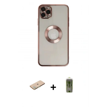 MARSİLYAN™- iPhone 11 Pro Kılıf Pusula Form - Siyah Joko Magic 5D Hayalet Cam + Renkli Kamera Lens Koruma Cam - YL