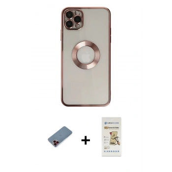 MARSİLYAN™- iPhone 11 Pro Kılıf Pusula Form - Siyah Mat Seramik Nano Ekran Koruyucu + Metal Kamera Lens Koruma Cam - KI