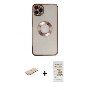 MARSİLYAN™- iPhone 11 Pro Kılıf Pusula Form - Siyah Mat Seramik Nano Ekran Koruyucu + Renkli Kamera Lens Koruma Cam - MI