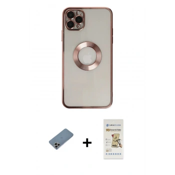 MARSİLYAN™- iPhone 11 Pro Kılıf Pusula Form - Siyah Mat Seramik Nano Ekran Koruyucu + Shine Kamera Lens Koruma Cam - GI