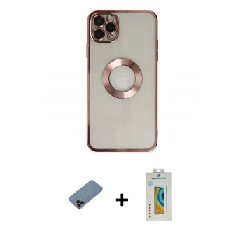 MARSİLYAN™- iPhone 11 Pro Kılıf Pusula Form - Siyah Polymer Nano Ekran Koruyucu + Shine Kamera Lens Koruma Cam - SH