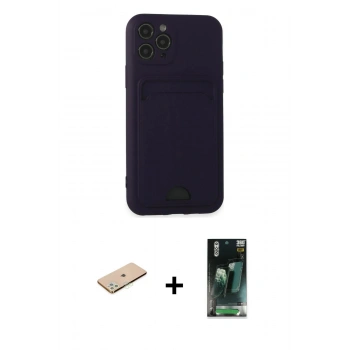 MARSİLYAN™- iPhone 11 Pro Kılıf Vadi Çizgi Prime - Şeffaf 360 Full Body Arka Koruyucu + Renkli Kamera Lens Koruma Cam - YL
