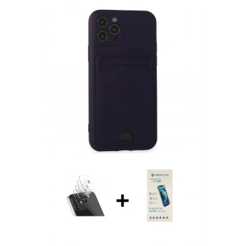 MARSİLYAN™- iPhone 11 Pro Kılıf Vadi Çizgi Prime - Şeffaf Pasifik Cam Ekran Koruyucu + Kamera Lens Koruma Cam - SF