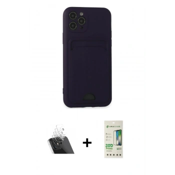 MARSİLYAN™- iPhone 11 Pro Kılıf Vadi Çizgi Prime - Siyah 20D Premium Cam Ekran Koruyucu + Kamera Lens Koruma Cam - SF