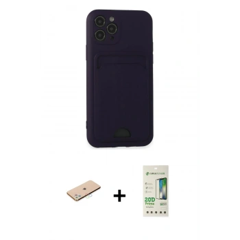 MARSİLYAN™- iPhone 11 Pro Kılıf Vadi Çizgi Prime - Siyah 20D Premium Cam Ekran Koruyucu + Renkli Kamera Lens Koruma Cam - MI