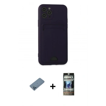 MARSİLYAN™- iPhone 11 Pro Kılıf Vadi Çizgi Prime - Siyah 34D Hayalet Izgaralı Cam + Shine Kamera Lens Koruma Cam - MI