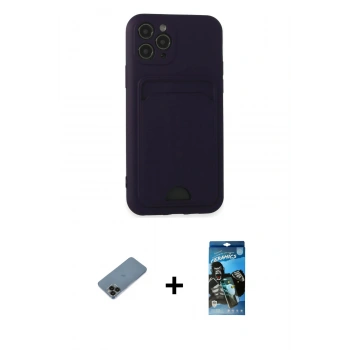 MARSİLYAN™- iPhone 11 Pro Kılıf Vadi Çizgi Prime - Siyah 34D Izgaralı Cam + Shine Kamera Lens Koruma Cam - SH